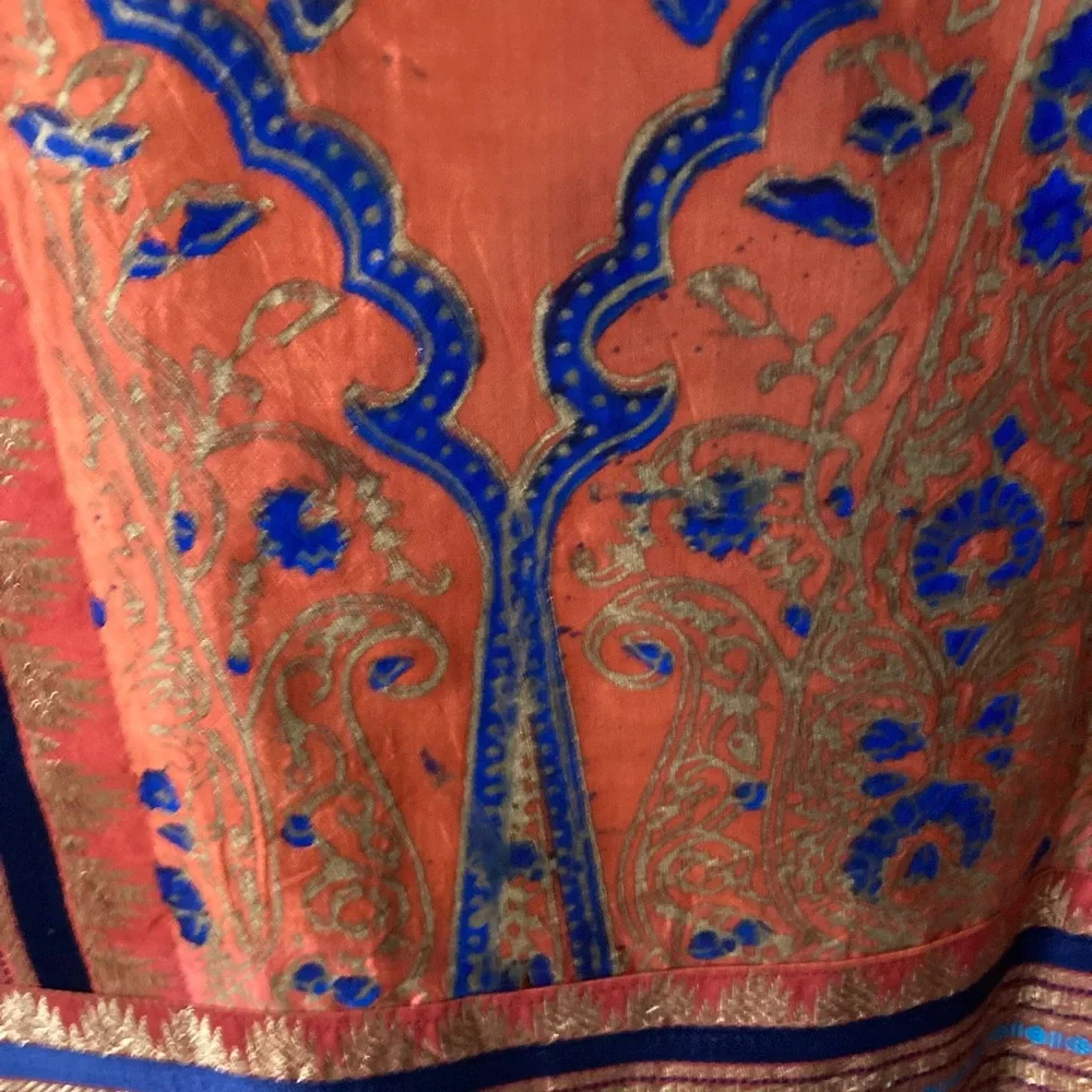 Multicolored Block printed silk stole/dupatta - Picture 11 of 16